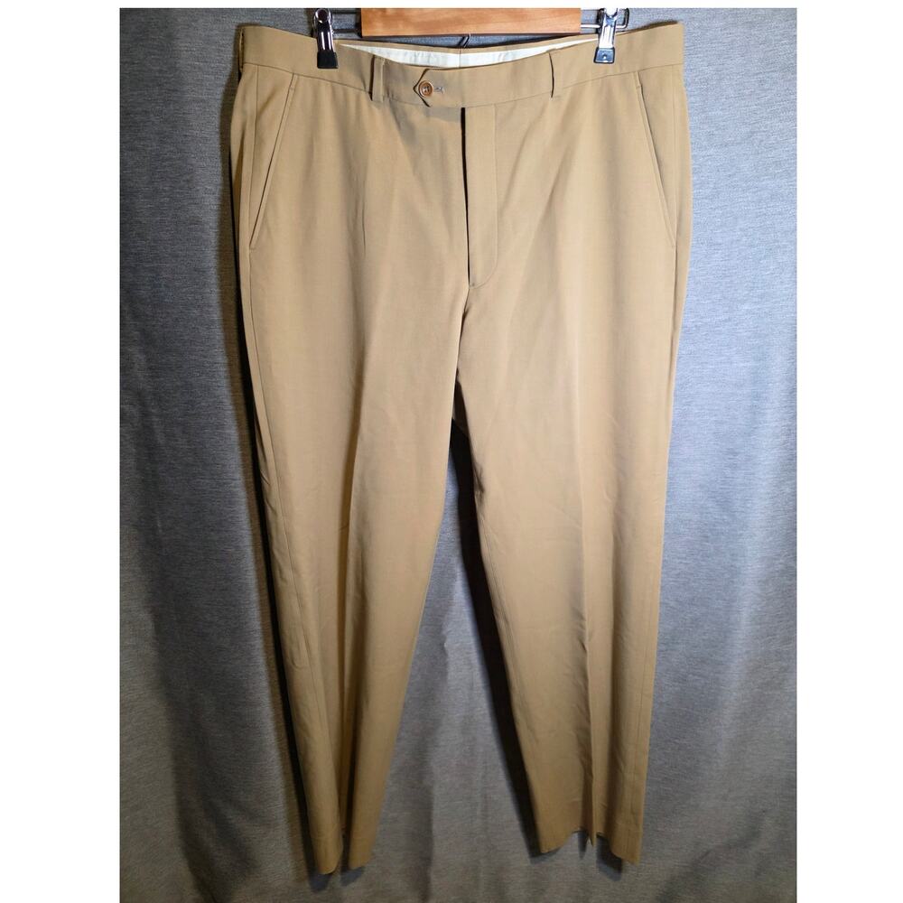 Armani Collezioni Men Dress pants 38x34 Beige flat front Wool/cotton solid